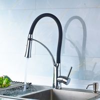 Mitigeur de cuisine noir avec douchette extractible – Acier inoxydable chromé – Rotatif 360° – Débit 1.8 gpm – Installation mono-trou – Oobest