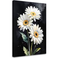 Impresión de Imagen Flores de margarita blancas sobre fondo negro 20x30