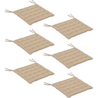 Cojines para Sillas de Comedor 40x40 cm Caqui 6 Piezas Acolchados con Cintas