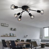 Gabbia a soffitto spot soggiorno sala da pranzo lampada retrò nera in set incl. lampadina LED