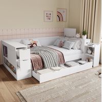 Letto bambino in MDF bianco 90x190 cm con cassetti e contenitore laterale