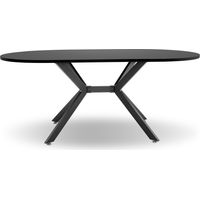 Marui - Mesa de comedor ovalada de madera y metal con pie central Ashi 180x100 cm - negro mate