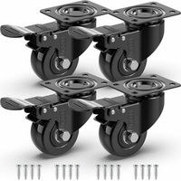 LAN 4 Roulettes Pivotantes Pour Meubles avec Frein + Vis - 50mm Jusqu'à 200KG - Roulette Sans Traces au Sol pour Charge Lourde - Roue en Caoutchouc pour Chariot - Noir