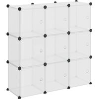 Organiseur de rangement en cube avec 9 cubes et portes en PP transparent