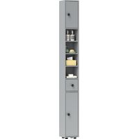 kleankin Slim Bathroom Cabinet, Toilet Roll Storage w/ Shelves Grey