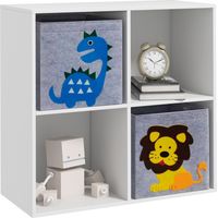 Scaffale Portagiochi per Bambini con 4 Scomparti e Contenitori, 61.8x29.9x61.8cm, Bianco