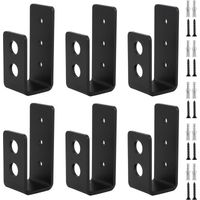 Lot de 6 supports d'angle en U - Pinces de porte en acier inoxydable - Serrure de porte de sécurité en U - Profil en U - Pour serrures de porte renforcées - Supports avec