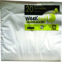 20 Serviettes Blanches 3 Plis 40x40cm - Publi Embal