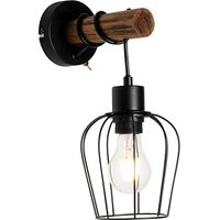 Rustic Wall Light Black with Wood - Stronk