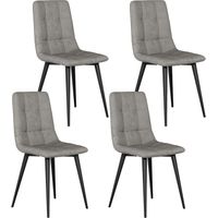 Velvet Dining Chairs Set of 4 Modern Upholstered kitchen Chairs Dining Room Chair Max.180kg Metal Legs Padded Seat Backrest for Living Room Bedroom Grey