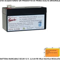 Batteria Ricaricabile 12 V 1,2 Ah Pb Ermetica VRLA Regolata da Valvola Collegamento Tramite 2 Faston 5 mm Polarizzati Caricata 3 Cicli C/S Selezionata da Securvera Non Necessita di Manutenzione