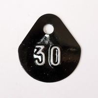 Chiffre goutte d'eau fond noir (à l'unité) estampé "30" en relief blanc hauteur d'écriture 11mm DERANCOURT