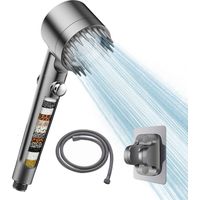 High Pressure Shower Head with 3 Modes, Adjustable Shower Head, Water Saving Shower Head with Switch, Water Stop Button, Massage Shower for Adults Kids Pets