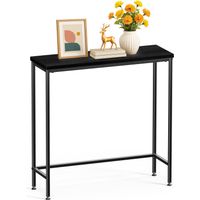 VOUNOT Slim Console Table, Metal Frame Entryway Table, 75x24x75 cm, Black
