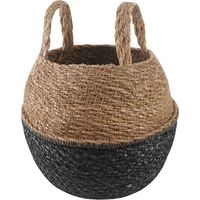 Un pot de fleurs noir avec une anse, de 22 x 20 cm de diamètre.