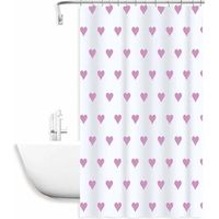 Tenda Da Doccia Vasca Bagno Impermeabile 12 Ganci Con Cuori Rosa 240x200cm 87092