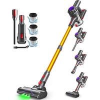 Aspirateur balai sans fil Konsoefuly, 40 kPa, 450 W, autonomie de 35 min, 6 en 1, LED verte, pour le nettoyage de tous types de sols et tapis, Doré
