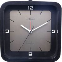 NeXtime 5221ZW Réveil carré, noir, 20 x 20 cm