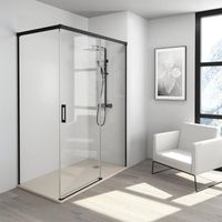 Eckdusche mit Schiebetür und Seitenwand MUSE schwarz - Glas 6 mm / 70 cm