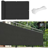 Paravent de balcon gris foncé (90x300 cm) – Paravent de protection pour balcon de jardin extérieur, avec attaches de câble, résistant aux UV.