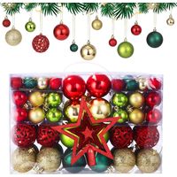 Boule de Noel,101 Pcs Decoration Noel Sapin Boules de Noël avec Boule de Noel Rouge Or et Vert,avec Cime d'arbre étoilé,Parfait pour Décorations de Noël Intérieure ou Extérieure