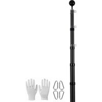 Mophorn 20ft Teleskop-Fahnenmast-Set, robustes Aluminium, 3 Anzeigemodi, britische Flagge, zum Eingraben für den Außenbereich, schwarz