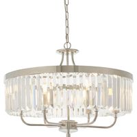 Merano Ascoli Plafonnier à 6 lampes en plaque de nickel brillant et verre taillé transparent