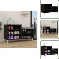 Armoire à chaussures Noir 102x36x60 cm Bois d'ingénierie - Meuble Chaussure - Rangements Chaussures - Étagère Chaussures - Armoire À Chaussures - Rangement Maison