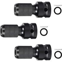 3-teiliges Bit-Halter-Set für Schlagschrauber, schwarzer 1/2"-auf-1/4"-Steckschlüsseladapter, Futteradapter aus Chrom-Vanadium-Stahl, für Schlagschrauber und Drehmomentschlüssel