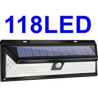 Promotion Applique solaire-118 Led Lampe Solaire 1000 Lumens Applique Mural Pir Mouvement Capteur Ip65 Etanche Jardin Exterieur