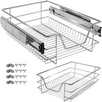 Arebos – Tiroir télescopique 40 cm pour cuisine – Capacité 20 kg – Rail amortissant pour traction silencieuse – Installation facile