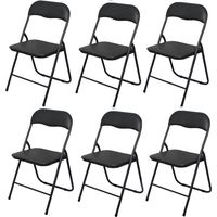 Chaise Pliante en PVC et Métal Noir - Lot de 6 Chaises Pliables Solides - Livraison gratuite