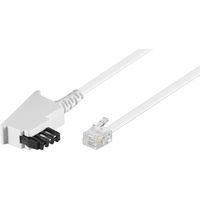 Cavo TAE-F (piedinatura universale), bianco, conduttore di alluminio placcato di rame (CCA), Spina TAE-F (2 fili) Spina RJ11 (6P4C) (4 fili). Lunghezza del Cavo 6 m