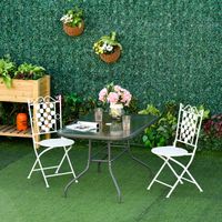 Table jardin trou parasol meubles extérieur métal verre 140x80x70cm, gris