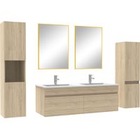 Ensemble meubles Salle de Bain 120cm avec colonne + miroir Chêne Wotan