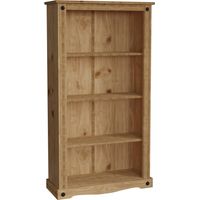 Corona 4 Tier Medium Bookcase Solid Pine Shelving Storage Unit