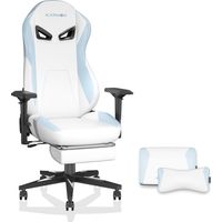 KORNOX Ergonomic Gaming Chair PU with Footrest for Adults,Office Chair High Back,Gaming Chair Racing Height Adjustable for Teens,Game Chair with Headrest and Lumbar Support for Girl,White
