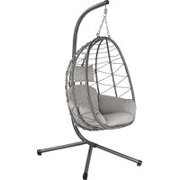 HinHocker Hängesessel mit Gestell, Grau, Hängeschaukel für Indoor und Outdoor, Schaukelstuhl