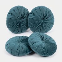 Lot de 4 coussins ronds 40 cm pour canapé en polyester et velours Artemis YES - Bleu 3