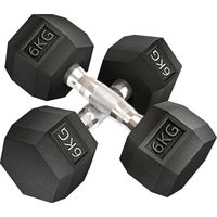 Ensemble d'haltères courtes, lot de 2 haltères hexagonaux recouverts de caoutchouc, acier noir