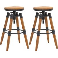 Tabourets de bar, 2 pièces, en bois de sapin massif