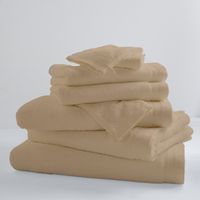 Lot de 6 Gants De Toilette Unis et Colorés Beige 16x21 cm