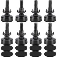 Set of 8 adjustable feet for furniture levelers, adjustment screws, leveling feet with push-in nuts for wooden furniture legs
