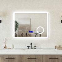 AVER-GROWTH 140x80cm 3 Color Bathroom LED Mirror with Anti-fog, Touch, Bluetooth Speaker, Clock, Magnifying, Memory Function, IP 44