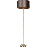 Floor Lamp Brass with Velvet Shade Brown 50cm - Simplo