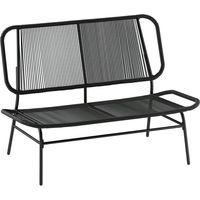 Divano Rattan 2 Posti, Loveseat con Seduta e Schienale Intrecciati, Nero.