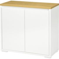 Aparador Compacto Salón 80x37x75 cm Blanco Puertas Estante Réglable