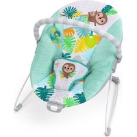 BRIGHT STARTS Vibrations-Wickelauflage Wild Wonders - Bogen mit abnehmbaren Spielzeugen, 3-Punkt-Gurt