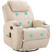 Fauteuil de massage inclinable, fauteuil de relaxation, dossier et repose-pieds réglable, 84 x 92 x 109 cm, crème