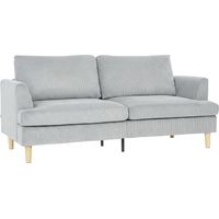 3-Sitzer-Sofa, Couch mit Armlehnen Gepolstert Polstersofa mit Kordoptik für Wohnzimmer Hellgrau